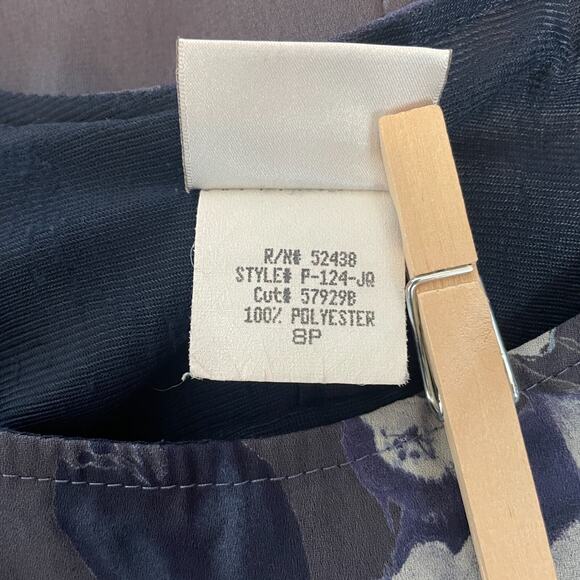 Vintage Mini Dress Size 8 Petite 8P Gray Floral Chiffon Sleeveless Fairy 90s Y2K - Picture 10 of 14